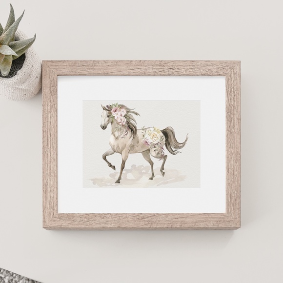Floral Horse Watercolor Illustration Wall Art Print Poster Unframed - Picture 9 of 17